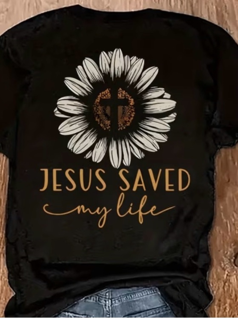 Y2K Style 'Jesus Saved My Life' Sunflower Graphic Tee